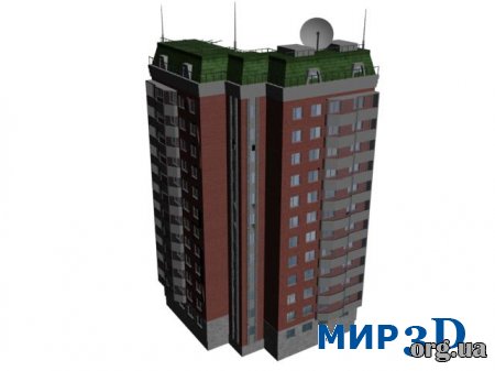 Модель дома №6 (многоэтажка) для 3D MAX