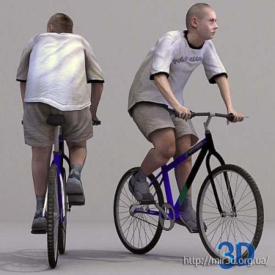 3D Модель. Паренёк на велосипеде